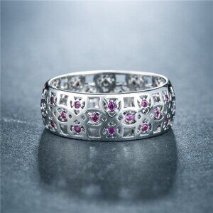 💥 Dainty Carved Colorful Gems Eternity Zircon Vintage Ring for WomenEVGG1364